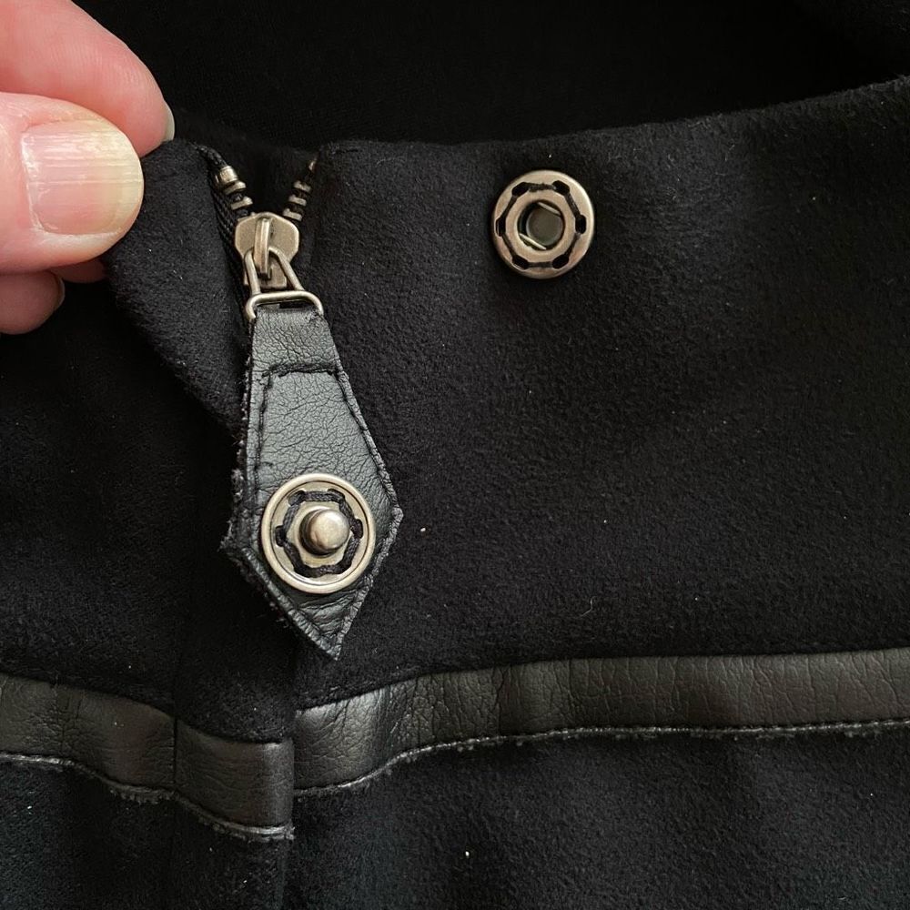 Max Studio Black Faux Leather Trim Professional Skirt 4 - Picture 4 of 8